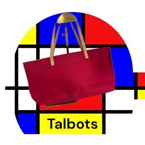 Talbots Vibrant Red Tote‎ with Tan Handles
**Rectangle Shape Design ~